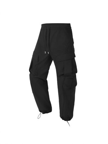 Unisex παντελόνια cargo, χαλαρή γραμμή, χαμηλή μέση, ριγέ μοτίβο, 100% πολυεστέρα