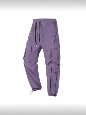 Unisex παντελόνια cargo, χαλαρή γραμμή, χαμηλή μέση, ριγέ μοτίβο, 100% πολυεστέρα