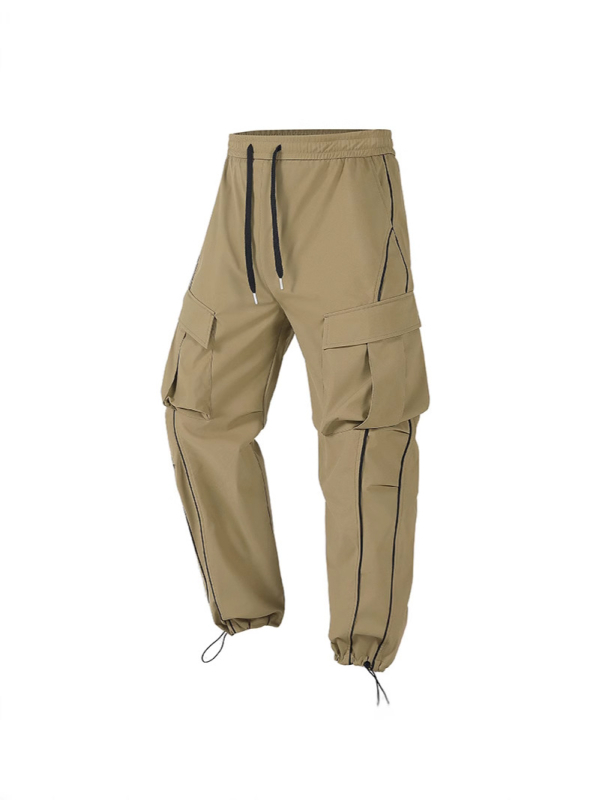 Unisex cargo kelnės, laisvas kirpimas, žemas juosmuo, dryžuotas raštas, 100% poliesteris