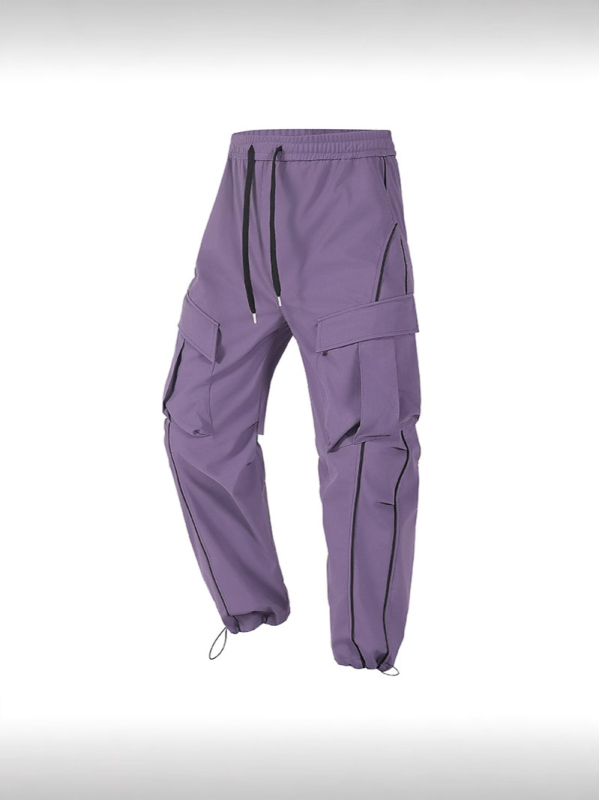 Unisex cargo kelnės, laisvas kirpimas, žemas juosmuo, dryžuotas raštas, 100% poliesteris