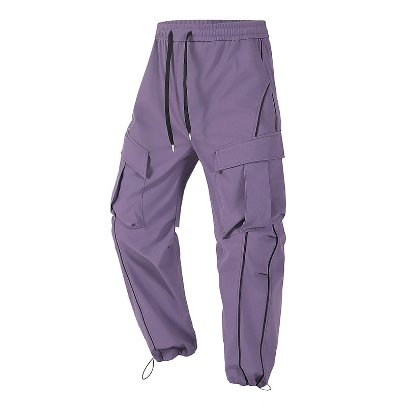 Unisex cargo kelnės, laisvas kirpimas, žemas juosmuo, dryžuotas raštas, 100% poliesteris