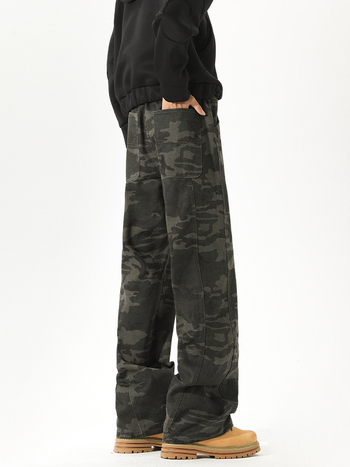 Ανδρικά καμουφλαρισμένα παντελόνια με ίσια γραμμή, βαμβάκι, μεσαία μέση και ήπια ελαστικότητα