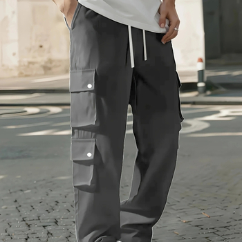 Casual παντελόνια ανδρικά με ίσια γραμμή, μεσαία μέση, αναπνεόμενα, συνθετικό μείγμα ινών, φθινόπωρο 2025
