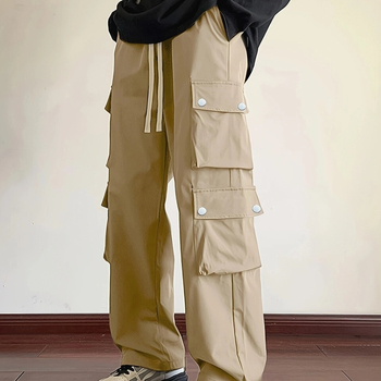 Casual παντελόνια ανδρικά με ίσια γραμμή, μεσαία μέση, αναπνεόμενα, συνθετικό μείγμα ινών, φθινόπωρο 2025