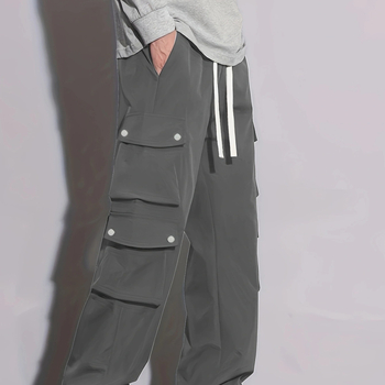 Casual παντελόνια ανδρικά με ίσια γραμμή, μεσαία μέση, αναπνεόμενα, συνθετικό μείγμα ινών, φθινόπωρο 2025