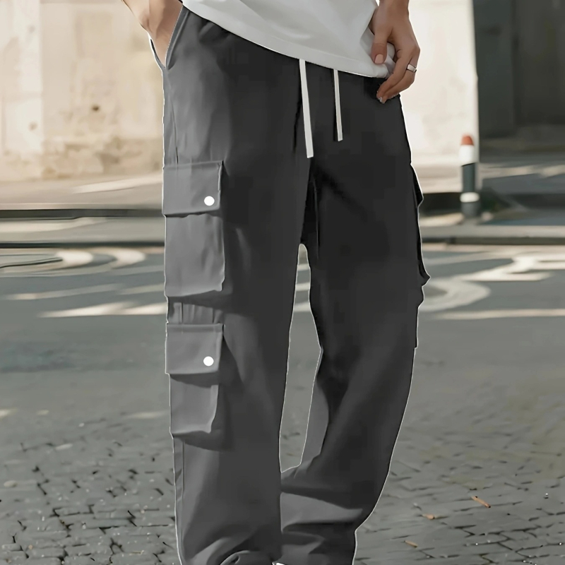 Kasdienės vyriškos kelnės su tiesia linija, vidutinio liemens, kvėpuojantis sintetinių pluoštų mišinys, ruduo 2025