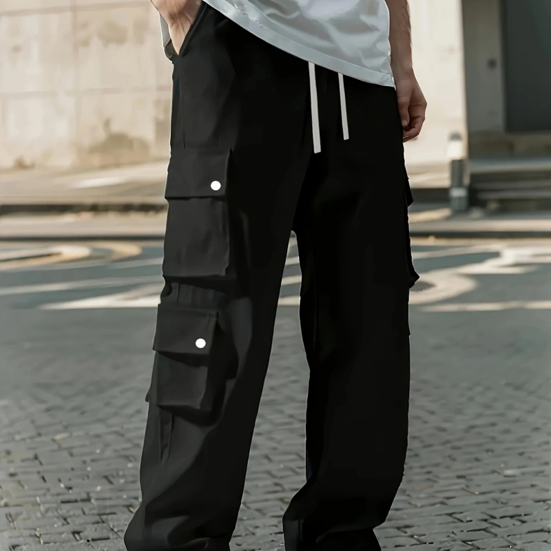 Kasdienės vyriškos kelnės su tiesia linija, vidutinio liemens, kvėpuojantis sintetinių pluoštų mišinys, ruduo 2025