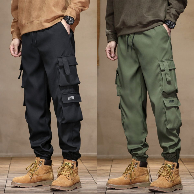 Pantaloni de lucru pentru bărbați – croială dreaptă, talie elastică cu șnur, amestec din fibre sintetice rezistent la abraziune, 30% poliester, buzunar mare, toamna 2025