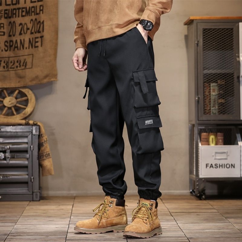 Pantaloni de lucru pentru bărbați – croială dreaptă, talie elastică cu șnur, amestec din fibre sintetice rezistent la abraziune, 30% poliester, buzunar mare, toamna 2025