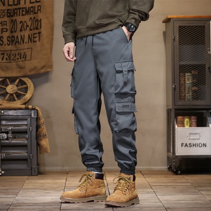 Pantaloni de lucru pentru bărbați – croială dreaptă, talie elastică cu șnur, amestec din fibre sintetice rezistent la abraziune, 30% poliester, buzunar mare, toamna 2025