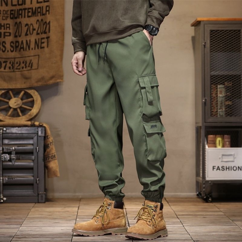 Pantaloni de lucru pentru bărbați – croială dreaptă, talie elastică cu șnur, amestec din fibre sintetice rezistent la abraziune, 30% poliester, buzunar mare, toamna 2025