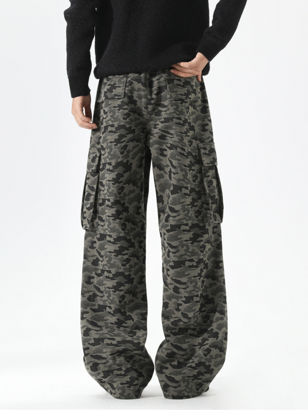 Casual kamufliuotos Capri kelnes su tiesia koja, bambuko pluoštas, vidutinio žemo liemens