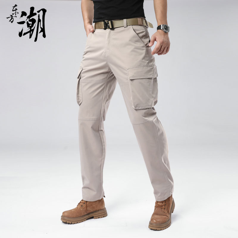 Vyrų kasdienės cargo kelnės, laisvas kirpimas, vidutinio aukščio juosmuo, užtrauktukas, 100% poliesteris