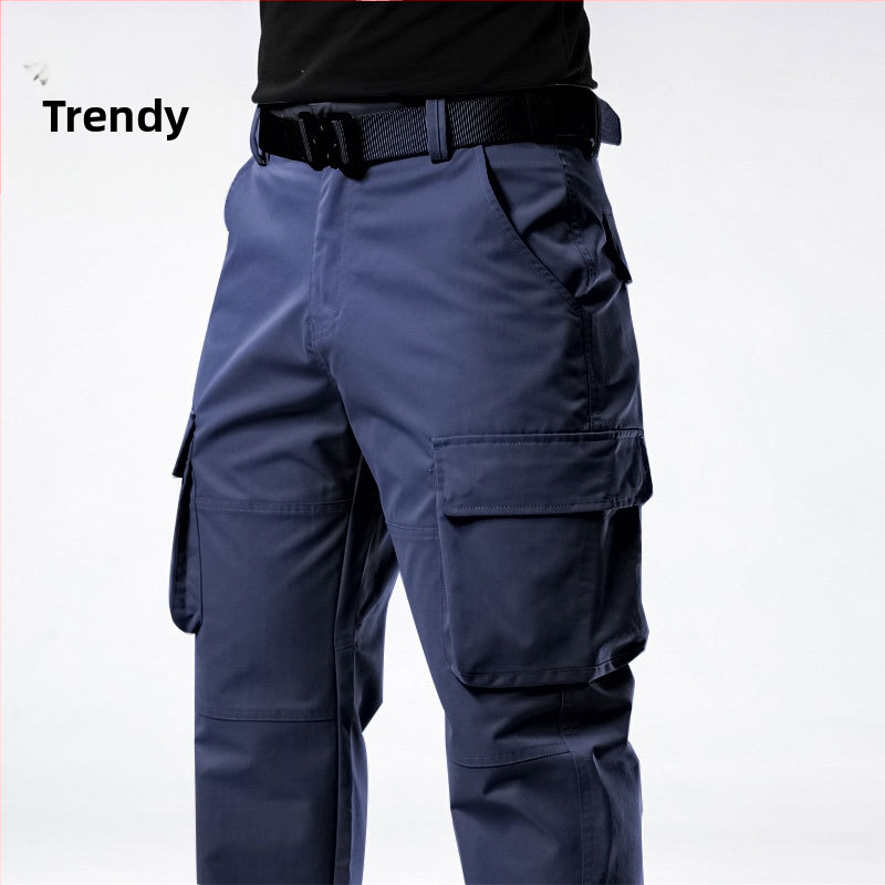 Pánske voľné cargo nohavice, voľný strih, stredný pás, zipsové zapínanie, 100 % polyester