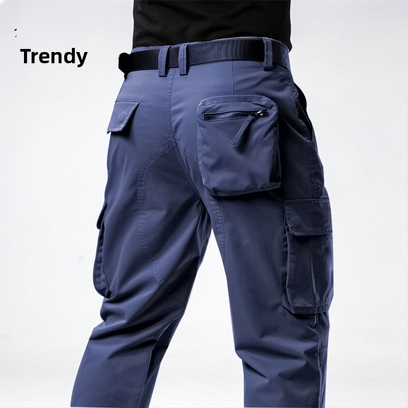 Pánske voľné cargo nohavice, voľný strih, stredný pás, zipsové zapínanie, 100 % polyester