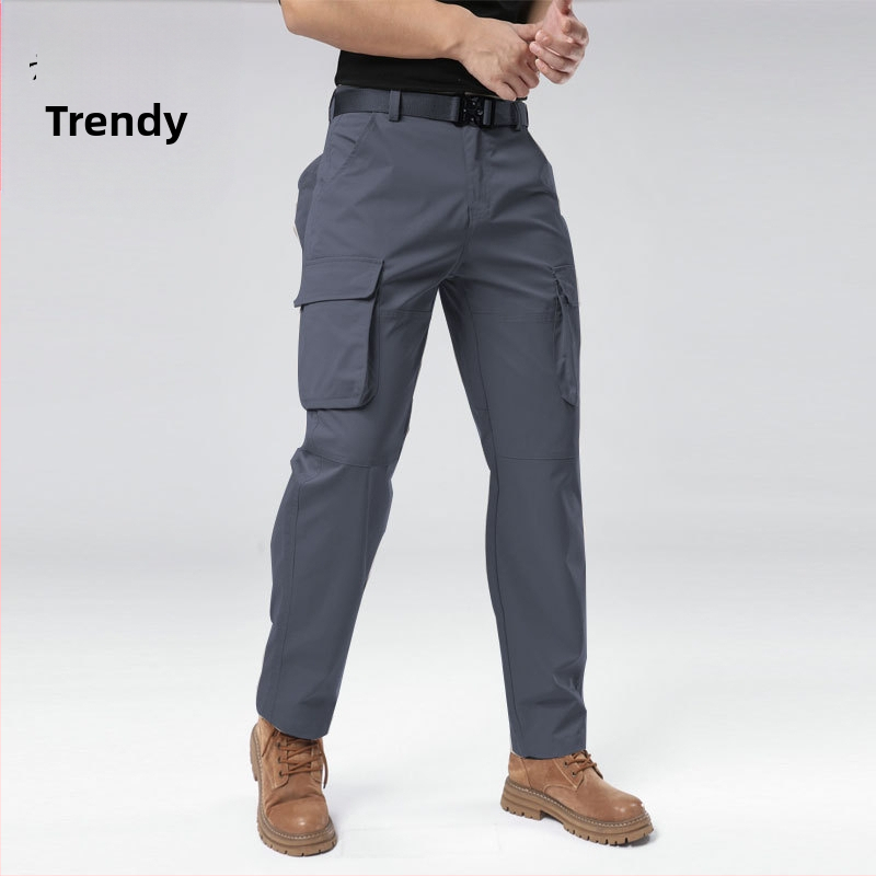 Vyrų kasdienės cargo kelnės, laisvas kirpimas, vidutinio aukščio juosmuo, užtrauktukas, 100% poliesteris