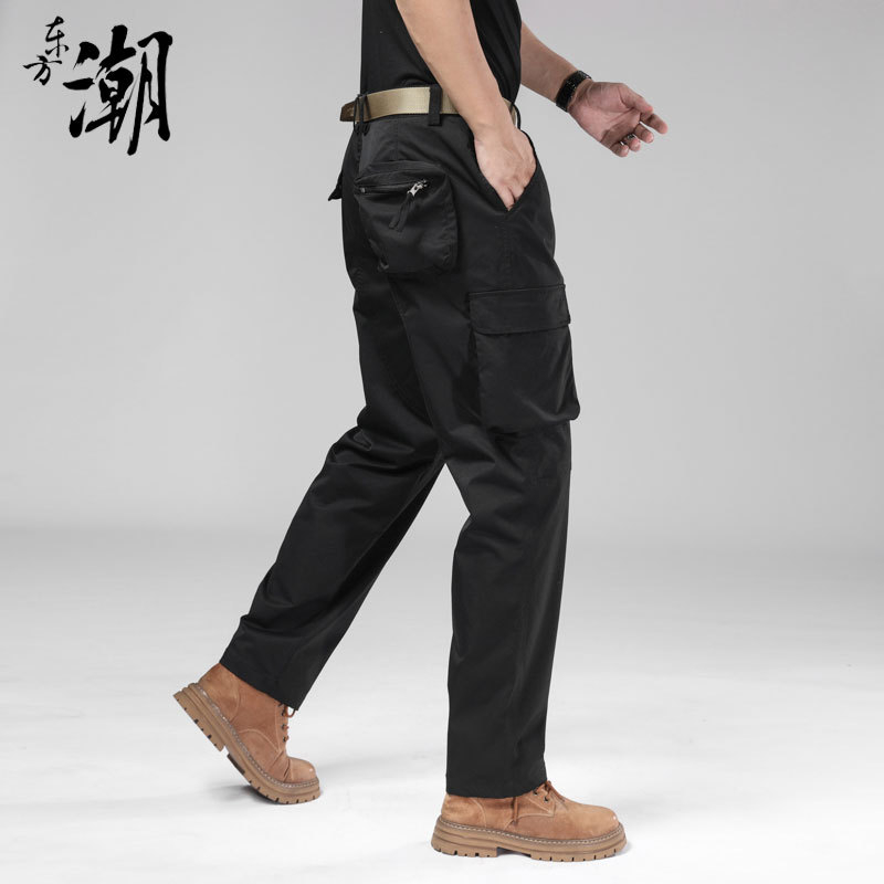 Vyrų kasdienės cargo kelnės, laisvas kirpimas, vidutinio aukščio juosmuo, užtrauktukas, 100% poliesteris
