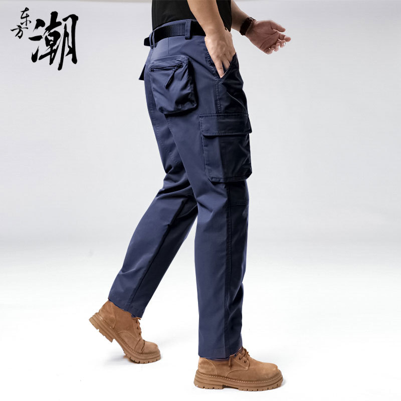 Vyrų kasdienės cargo kelnės, laisvas kirpimas, vidutinio aukščio juosmuo, užtrauktukas, 100% poliesteris