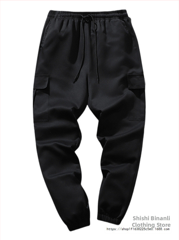 Casual παντελόνια εργασίας, χαλαρή γραμμή, μήκος εννέα σημείων, Mid-Waist, κλείσιμο με κορδόνι