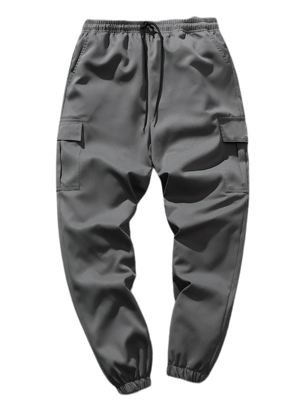 Kasdieninės darbo kelnės, laisvas kirpimas, devynių taškų ilgis, vidurio juosta, raištelių užsegimas