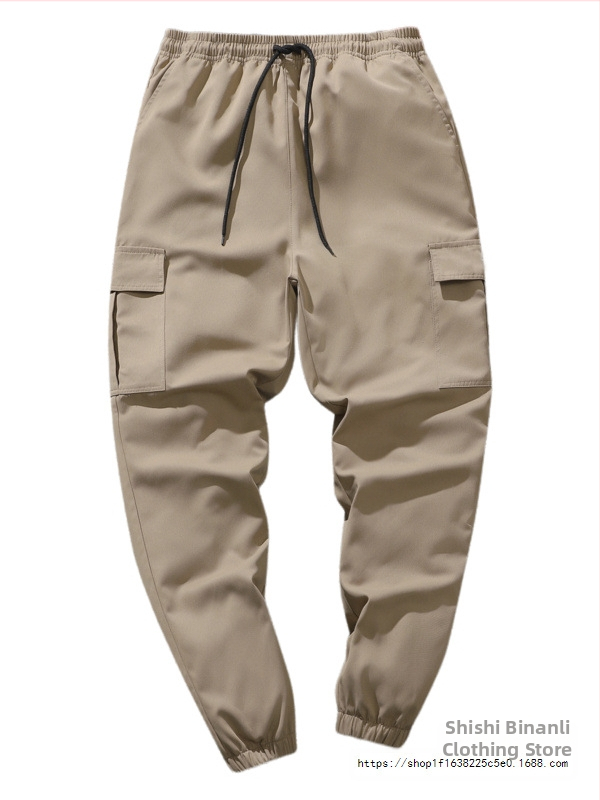 Pohodlné voľnočasové pracovné nohavice, voľný strih, dĺžka deväť bodov, stredný pás, zapínanie šnúrkou