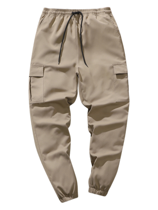 Kasdieninės darbo kelnės, laisvas kirpimas, devynių taškų ilgis, vidurio juosta, raištelių užsegimas