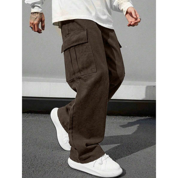 Kelnes su daugybe kišenių, laisvas kirpimas, 9/10 ilgis, natūralus medvilnės audinys, CVC audinys