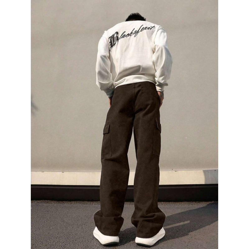 Kelnes su daugybe kišenių, laisvas kirpimas, 9/10 ilgis, natūralus medvilnės audinys, CVC audinys