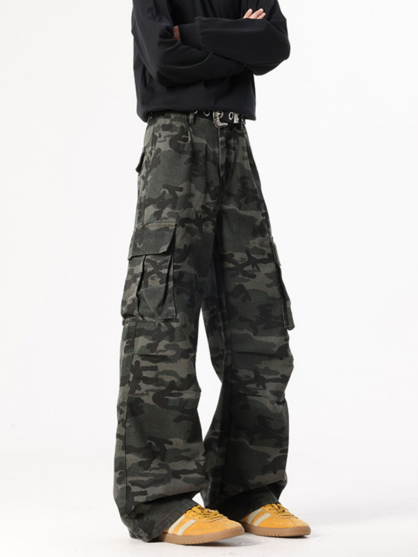 Vyriski džinsai – vintage stilius, tiesus kirpimas, vidutinė juosmens linija, užtrauktukas, balinimo plovimas