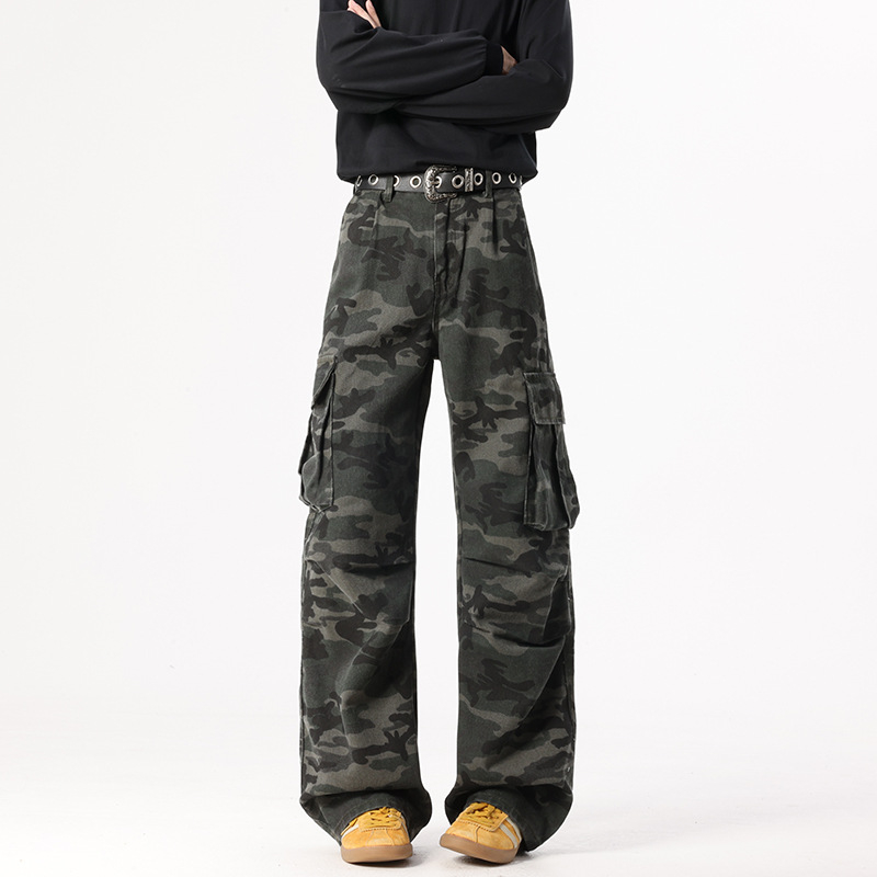 Vyriski džinsai – vintage stilius, tiesus kirpimas, vidutinė juosmens linija, užtrauktukas, balinimo plovimas