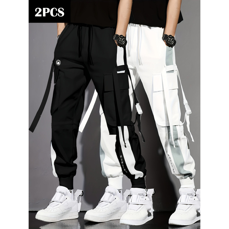 Kasdieninės cargo kelnės su keliais kišenėmis, elastinė juosta, fleece pamušalas, ilgos, laisvo kirpimo