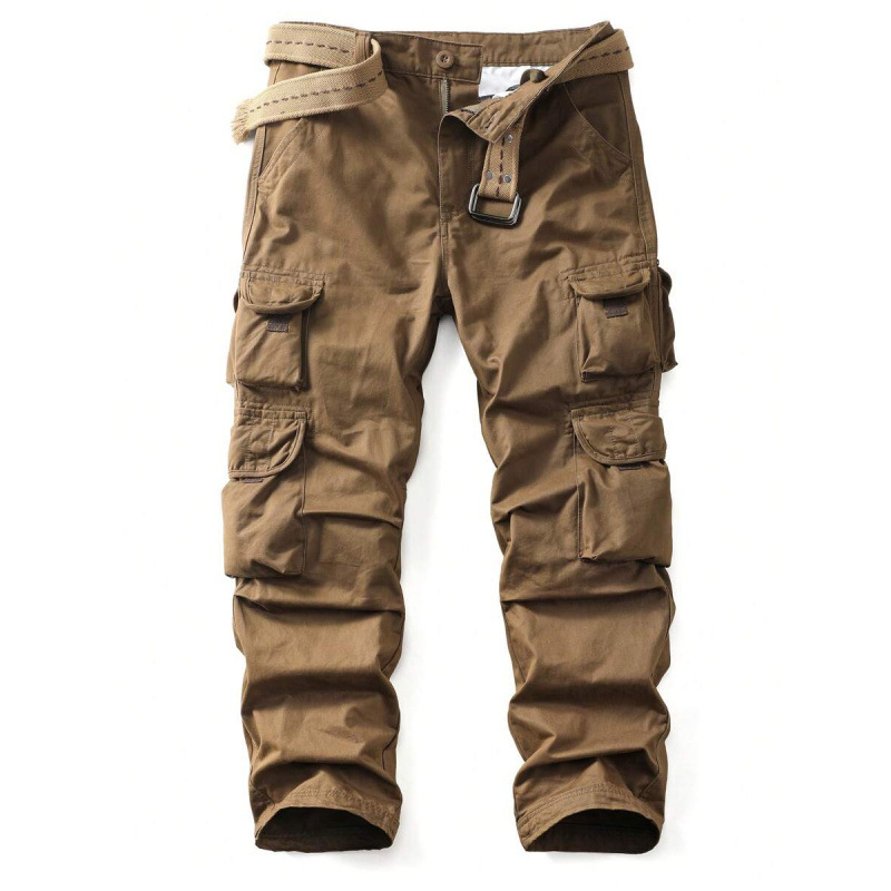 Vyrų kasdienės darbo kelnės, laisvas kirpimas, trumpesnis kelnių ilgis, natūralaus medvilnės CVC audinys, šiek tiek elastingumas, retro stilius