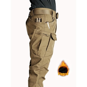 Ανδρικά καθημερινά μακριά παντελόνια με ίσια γραμμή, φλίς θερμά, υψηλή μέση, ύφασμα από μπαμπού