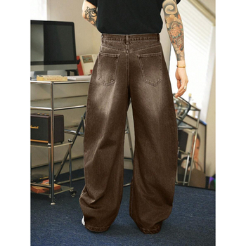 Дънки, с прав крак, свободен силует, подплатени с полар, полиестерна смес, връзка за завързване