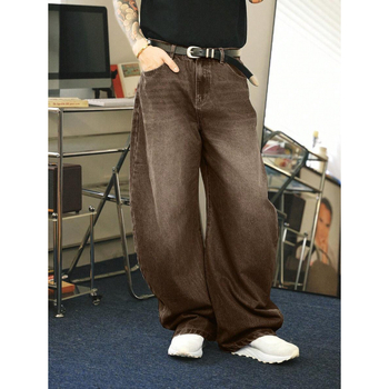 Дънки, с прав крак, свободен силует, подплатени с полар, полиестерна смес, връзка за завързване