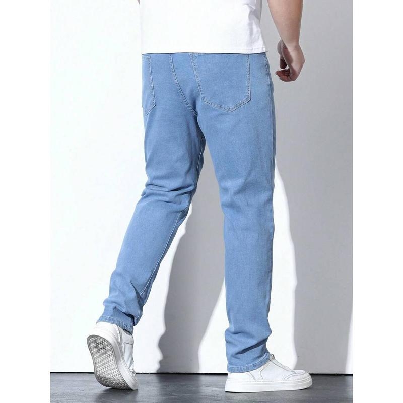 Vyriniai džinsai, korėjietiško stiliaus, bazinis stilius, tiesus kirpimas, užtrauktukas, Modal audinys