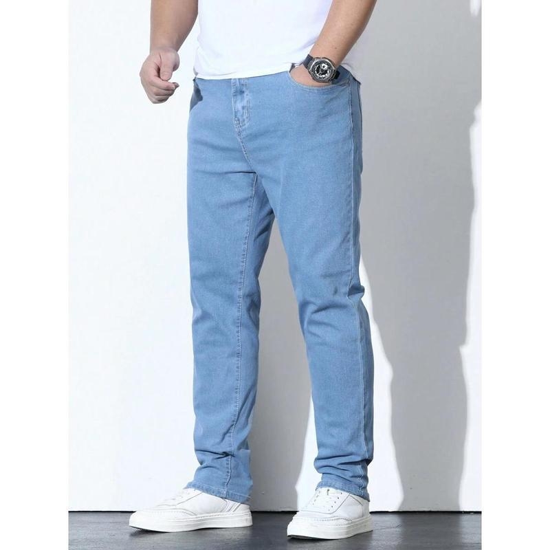 Vyriniai džinsai, korėjietiško stiliaus, bazinis stilius, tiesus kirpimas, užtrauktukas, Modal audinys