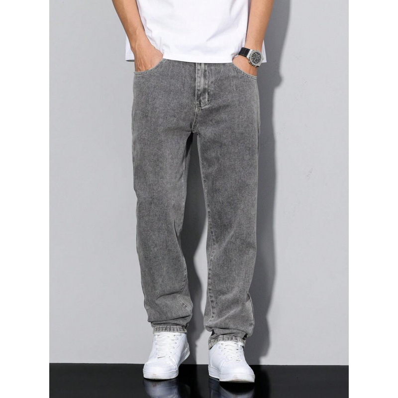 Vyriniai džinsai vintazine stiliuje su tiesia kojos kirpimo, fleece įdėklas, dviguba juosta ir raištis užsegimui