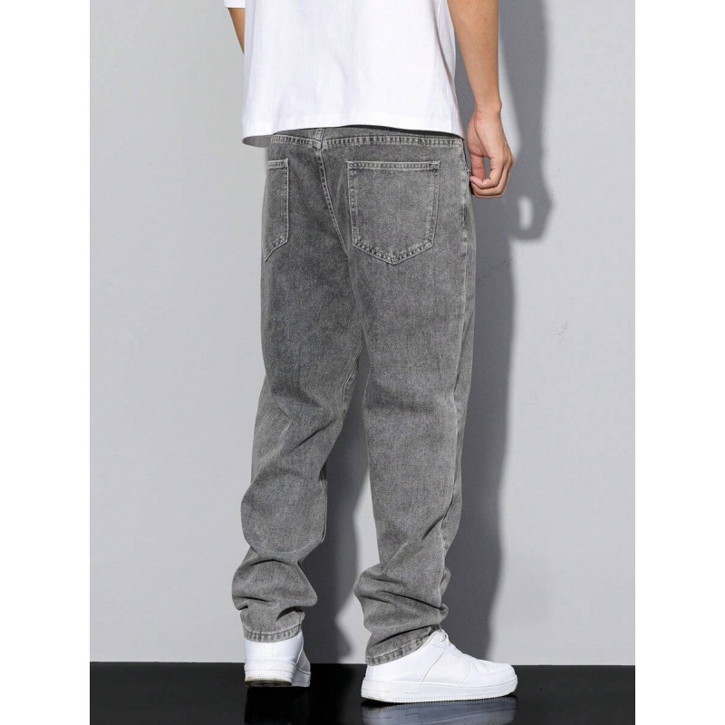 Vyriniai džinsai vintazine stiliuje su tiesia kojos kirpimo, fleece įdėklas, dviguba juosta ir raištis užsegimui