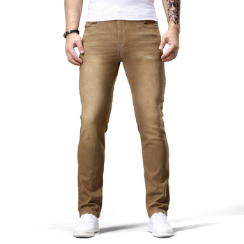 Мъжки дънкови панталони, Европейски и Американски стил, прав силует, средна талия, цип за закопчаване, дълги панталони, деним памук смес, измиване