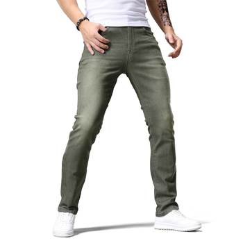 Мъжки дънкови панталони, Европейски и Американски стил, прав силует, средна талия, цип за закопчаване, дълги панталони, деним памук смес, измиване
