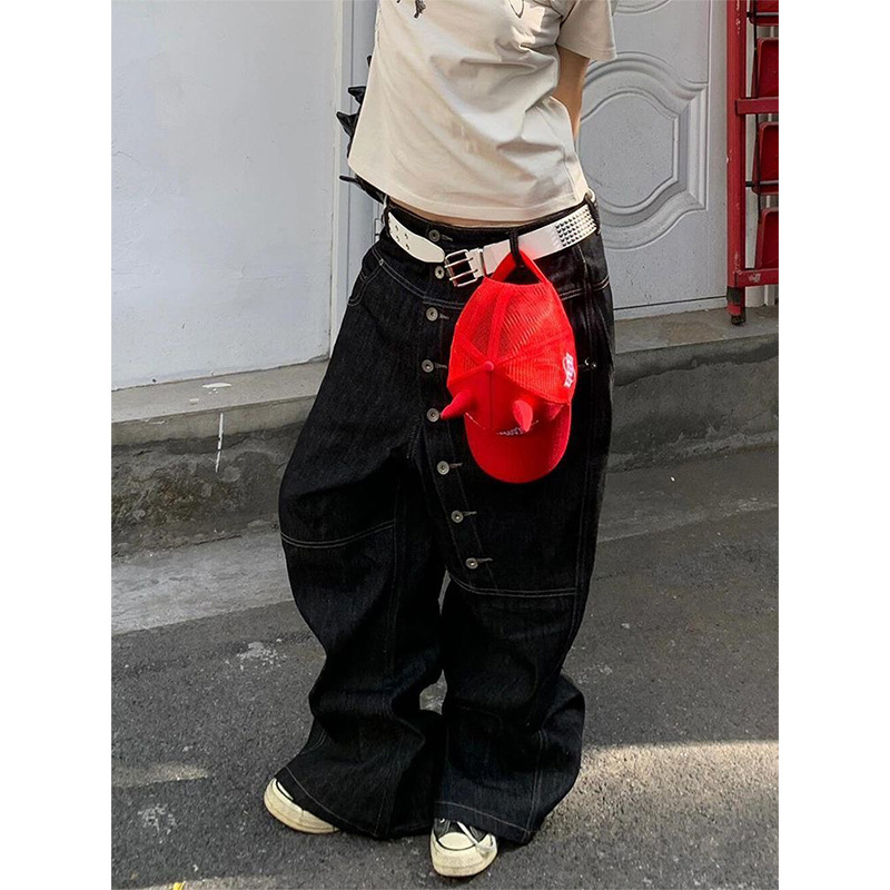 Džinsai su Korėjos stiliumi, tiesus kirpimas, vidutinė talija, mygtukų uždarymas priekyje, denim audinys, 60% medvilnė, plauti