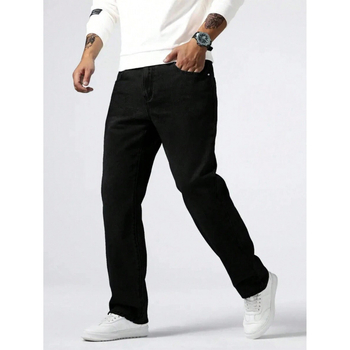 Τζιν – ευθύ παντελόνι, φαρδιά γραμμή, φλις επενδεδυμένο, ύφασμα πολυεστερικής ανάμειξης, τεσσάρων εποχών