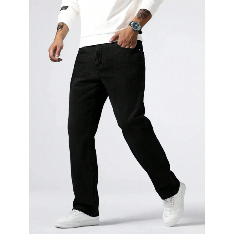 Τζιν – ευθύ παντελόνι, φαρδιά γραμμή, φλις επενδεδυμένο, ύφασμα πολυεστερικής ανάμειξης, τεσσάρων εποχών