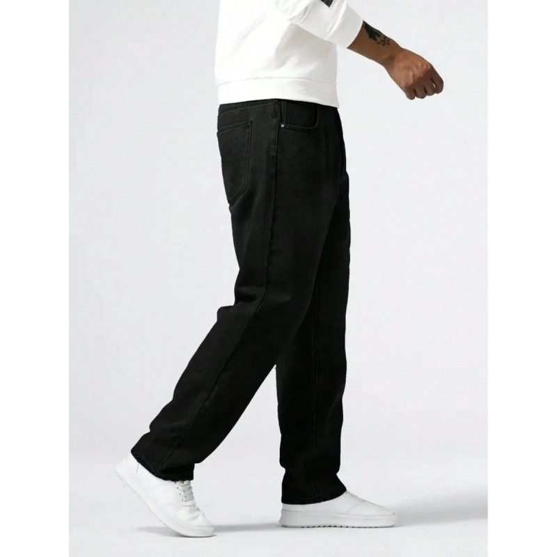 Τζιν – ευθύ παντελόνι, φαρδιά γραμμή, φλις επενδεδυμένο, ύφασμα πολυεστερικής ανάμειξης, τεσσάρων εποχών