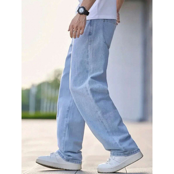 Τζινς - Χαλαρή εφαρμογή, ευθεία γραμμή παντελονιού, fleece επένδυση, πολυεστερικό ντέμι, διπλή μέση, κλείσιμο με κορδόνι