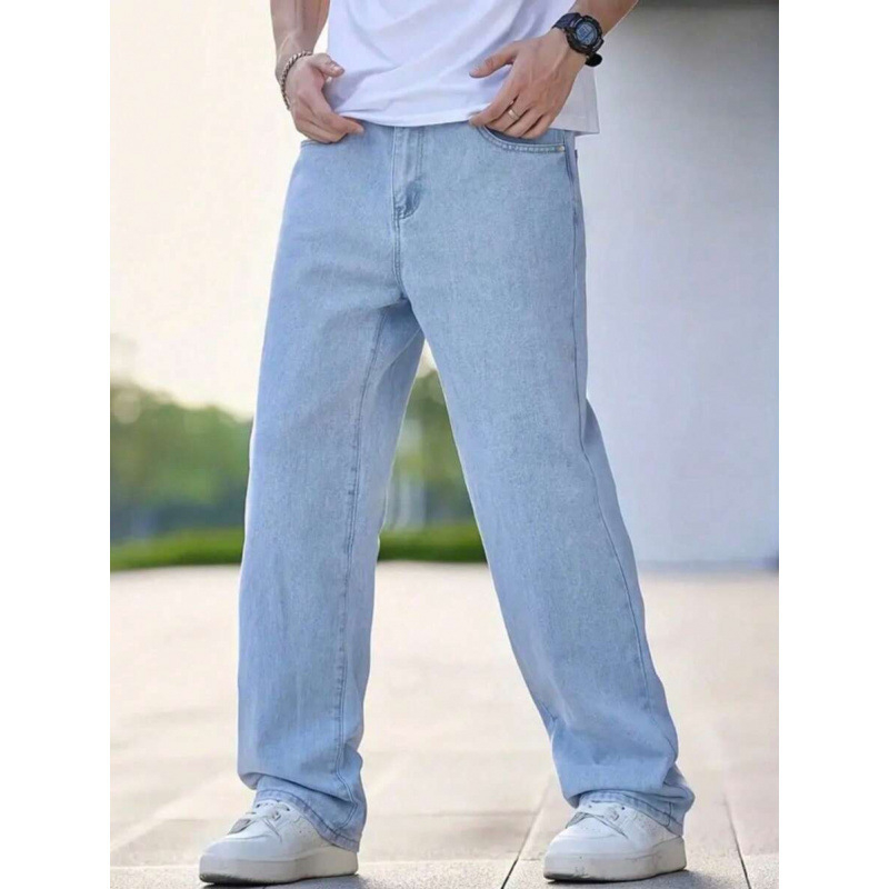 Τζινς - Χαλαρή εφαρμογή, ευθεία γραμμή παντελονιού, fleece επένδυση, πολυεστερικό ντέμι, διπλή μέση, κλείσιμο με κορδόνι