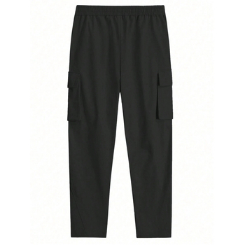 Ανδρικά φαρδιά εργασιακά παντελόνια με πλαϊνές τσέπες και καπάκι, ύφασμα από φυσικό βαμβάκι CVC, μήκος εννέα δέκατα, ελαφριά ελαστικότητα, ρετρό στυλ