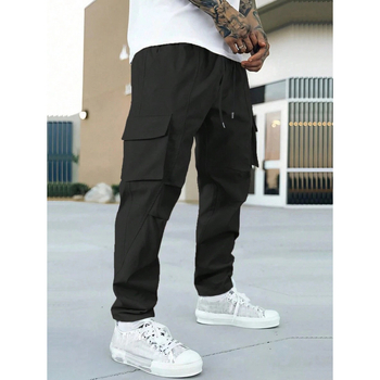 Ανδρικά φαρδιά εργασιακά παντελόνια με πλαϊνές τσέπες και καπάκι, ύφασμα από φυσικό βαμβάκι CVC, μήκος εννέα δέκατα, ελαφριά ελαστικότητα, ρετρό στυλ