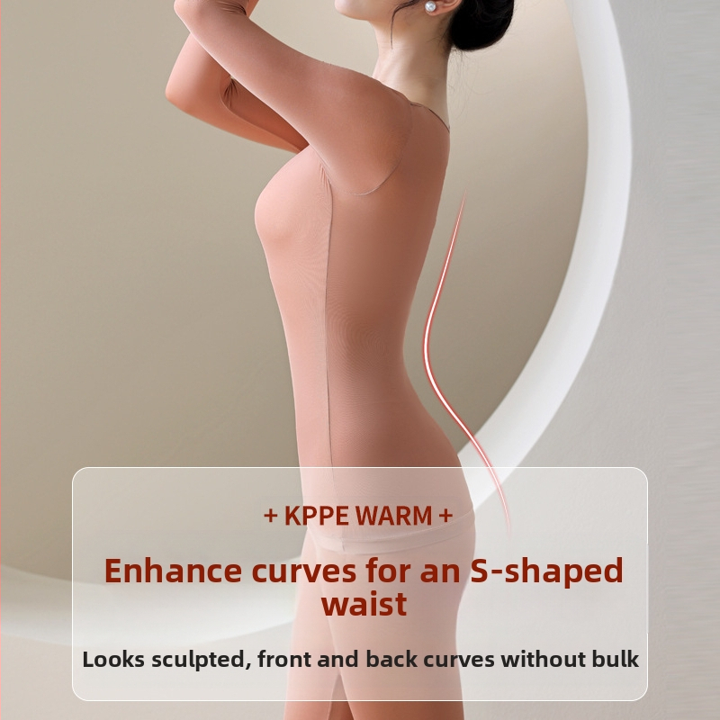 Нагряваща найлонова база за грижа за кожата с кръгло деколте и дълги ръкави; еднослойна конструкция, антистатична и запазва топлината